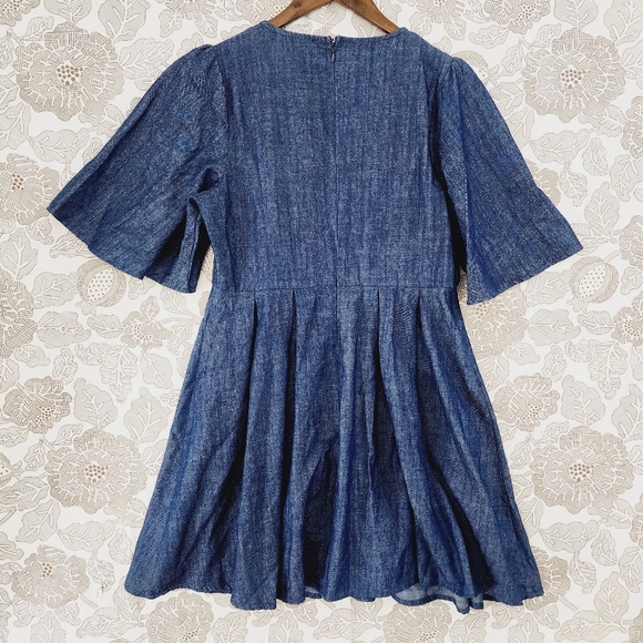 Flying Tomato cotton blend Embroidered Flare Sleeve Mini Dress L - Picture 2 of 6